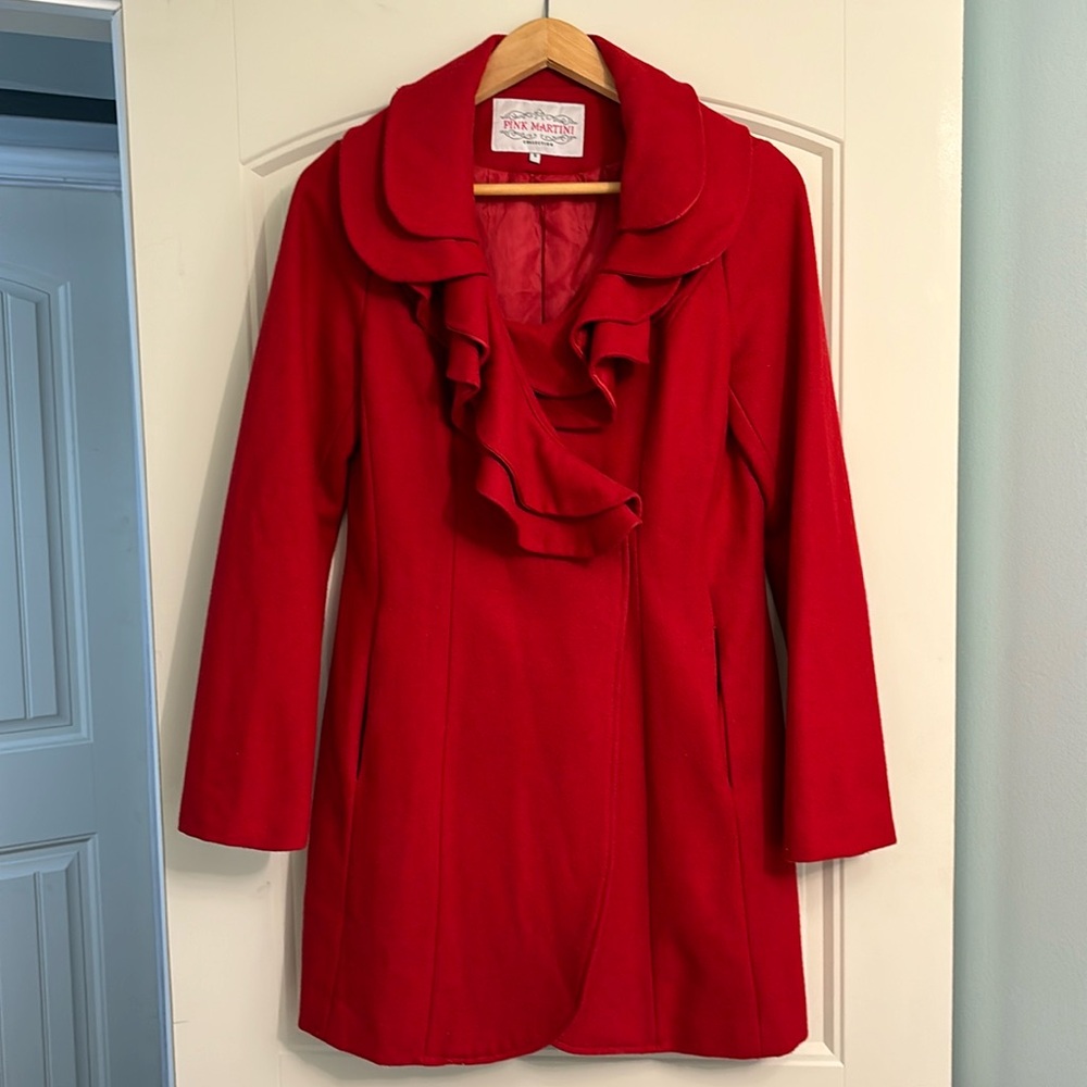 Red Winter Dress Coat Pink Martini Size Small
